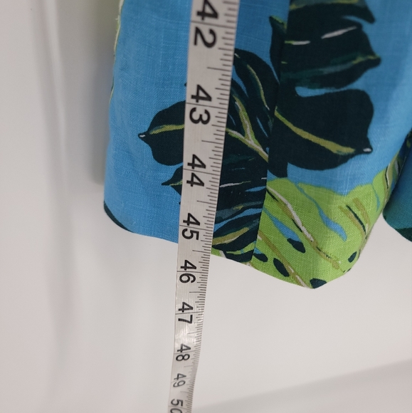 Draper James "June" 100% Linen Tropical Floral Midi Dress Pockets - Picture 16 of 16